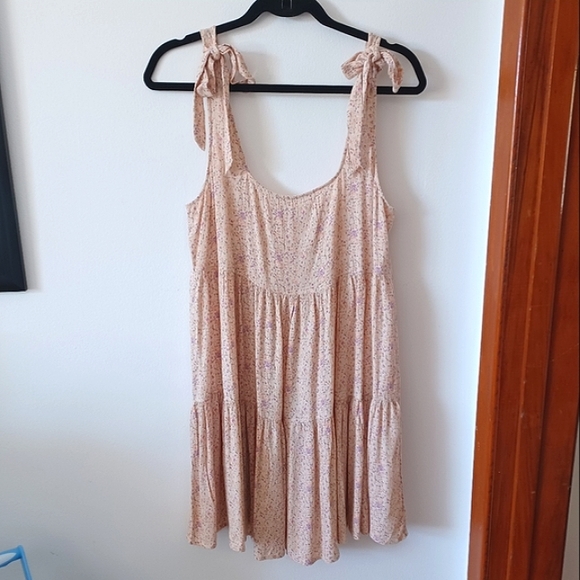 ⛔️SALE PENDING⛔️🆕NWT AE Floral Tie-Strap Babydoll Dress in 'Pink' - Picture 2 of 16